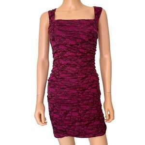 Free People Mini Dress Small Floral Ruched Bodycon Square Neck